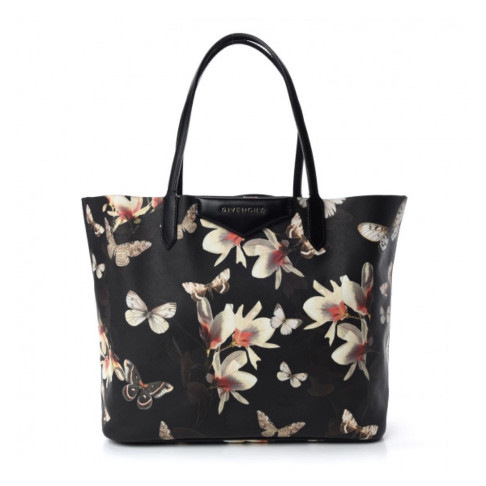 Givenchy Coated Canvas Magnolia and Moth Medium Antigona Tote